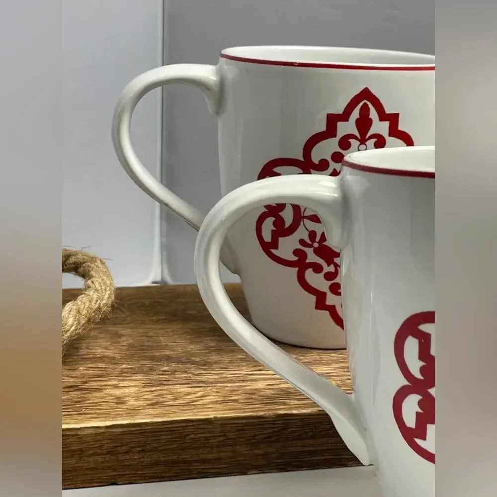 Pair of Home Red Medallion‎ Porcelain Coffee Mugs by Target